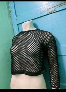 Black Fishnet Long Sleeve Top