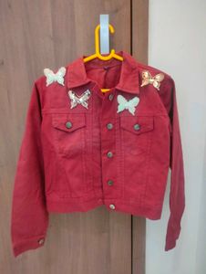 Denim Jacket With Butterfly Design