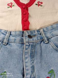 Cherry Embroidered Denim Jeans 🍒