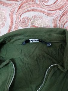 Olive Green Zip-Up Top