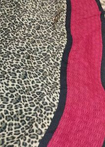 lepard print golden crepe saree