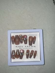 Burgundy n pink Press on Nails