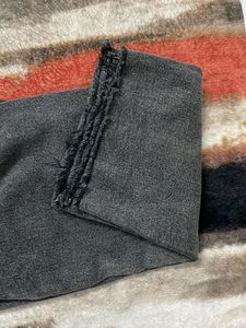 Gray Frayed Hem Jeans