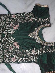 Beautiful Green Wedding Long Dress Velvet Cloth