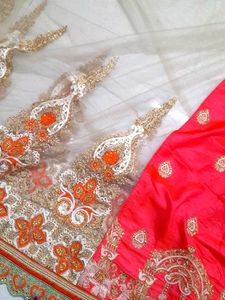 Designerhalf And Half Net Saree.with Blouse