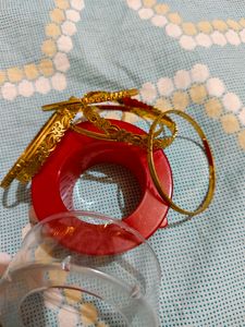 Imitation Gold Bangles And Plazo Set