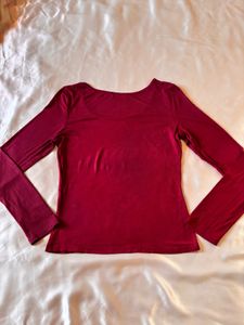 Shein Burgundy Long Sleeve Top