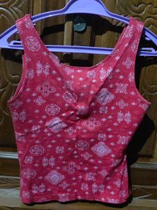 Sleeveless Top With Silver Print