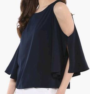 Cold Shoulder Navy Top