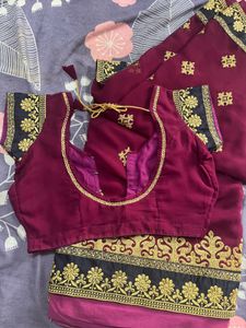 Elegant Maroon Embroidered Saree