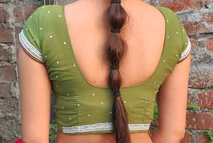 Elegant Green Saree with pearls work