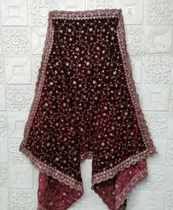 Premium Embroidery Dupatta. Maroon.