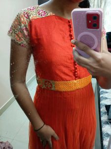 Elegant Orange Ethnic Gown