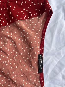 Maroon Red Polka Dot Top Sweetheart Neckline