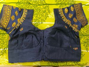 Elegant Coral &amp; Navy Saree