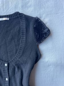 Black Button-Up Knit Top