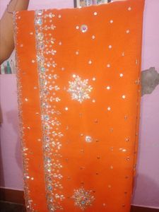 Orange Georgette Party Wear Saree
