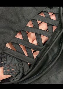 black cutout corset top