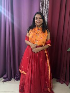 Mirror Work  Embroidered Choli  &amp; Red Skirt
