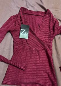 Burgundy Wrap Top - ZR