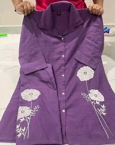 Purple Floral Embroidered Shirt
