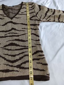 Animal Print Sweater Three Quarter Sleeves