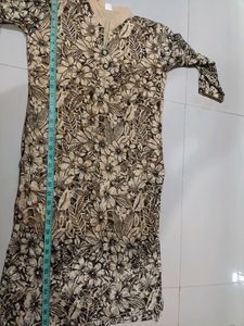 Cream Color Netted Kurti With Inner Lining