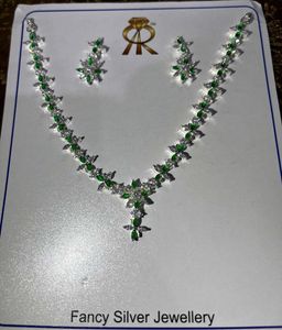 Green Emerald & Silver Jewelry Set