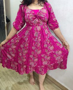 Pink Floral Print Dress