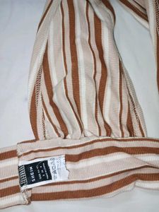 Striped Halterneck Tie Back Top