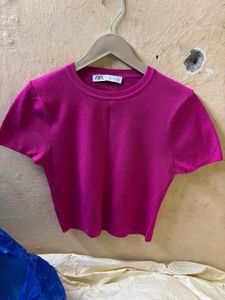 Zara Lightweight Sweater Cum Ribbed Crop Top