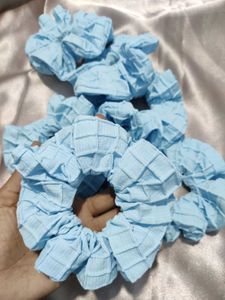 Blue Checkered Scrunchie