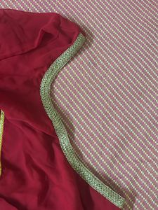 Very Beautifull Red Color Anarkali With Gold Print