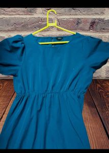 Teal Puff Sleeve Maxi Dress(pls Do Send Ur Offer)