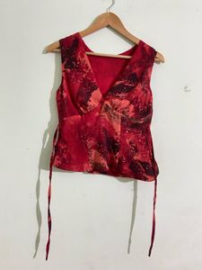 Elegant Vintage Red Sleeveless Top