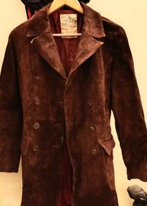 Vintage Brown Suede Leather Coat