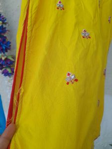 Yellow Embroidered Kurti