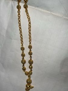 Gold Beaded Charm Necklace