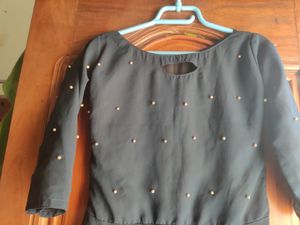 Blue umbrella Kurthi With Pearl Design