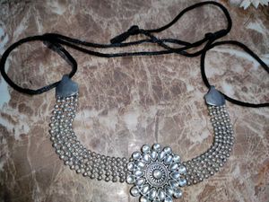 Silver Tone Statement Choker with earrings