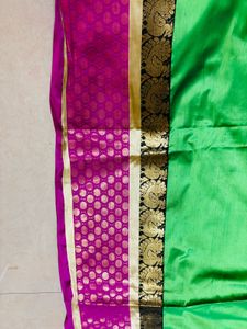 Green &amp; Pink Saree with Blouse