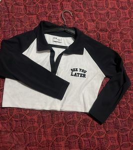 Grey & White Long Sleeve Top