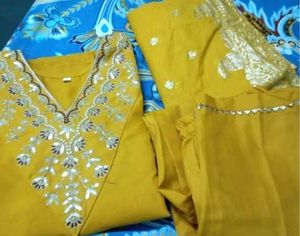 New Mustard Yellow Chanderi Cotton Kurti