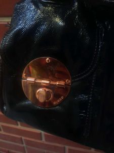 Mimco Black Patent Leather Shoulder Bag