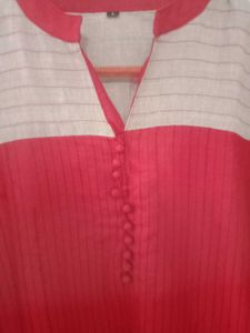Red and Greyish Brown Kurta