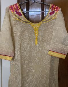 Beige Kurta With Designer Pants