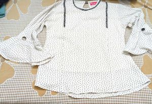 Polka Dot Flared Sleeve Top