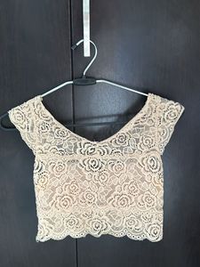 Beige Netted Bralette With Padding