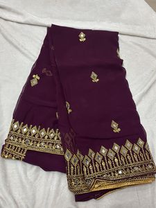 Embroidered Purple Saree