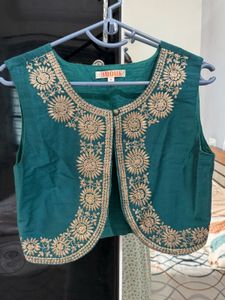 Anouk Embroidered Green Vest - Size M